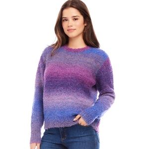 Karen Kane Plum Ombré Boucle Crew Neck Sweater XL